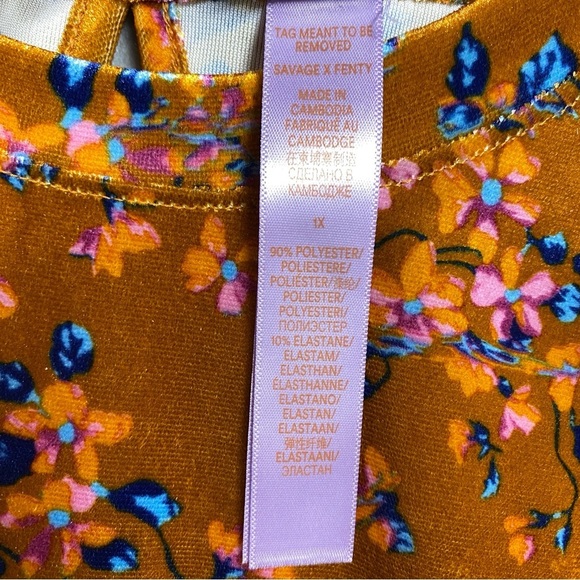 Savage Fenty Psychedelic Velvet PJ Pajama Top Size 1X Floral Key Hole - Picture 7 of 8